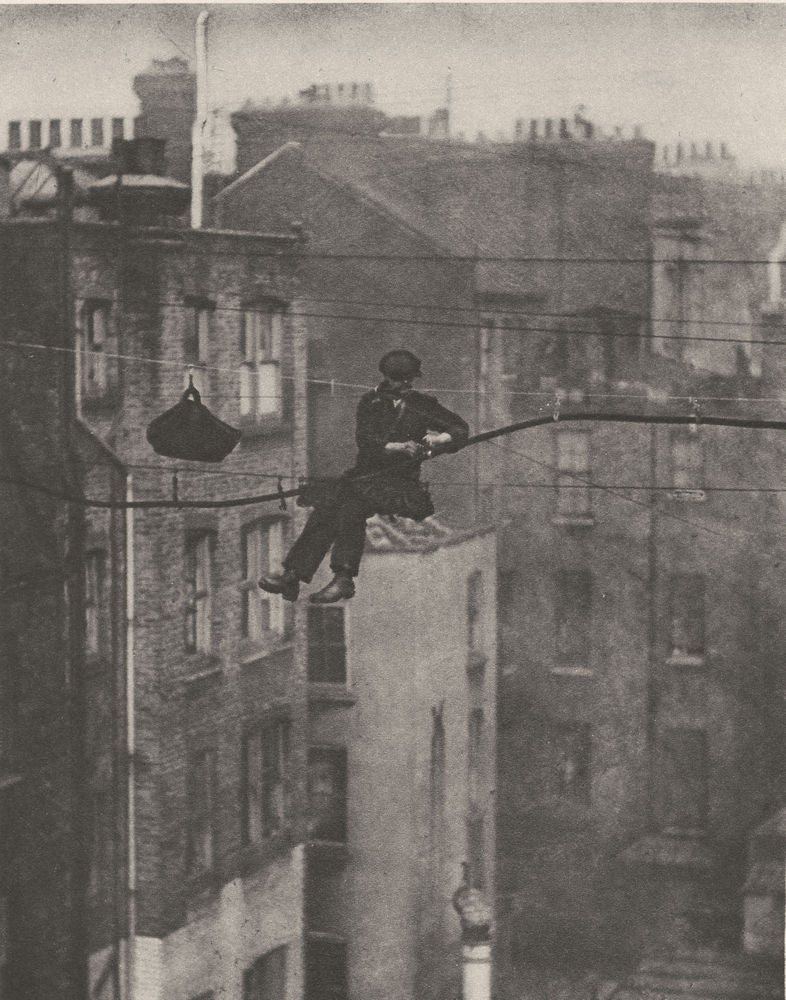 LONDON W1. Suspending a Telephone Cable between Conduit and Maddox streets 1926